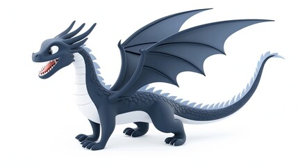 Obraz premium A Friendly Cartoon Dragon Poses On White Background