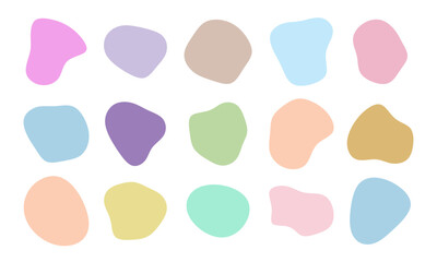 set of pastel colored organic shapes, soft focus, muted tones, minimal, simple, abstract background, colorful blobs, ethereal, dreamy, creative, whimsical
