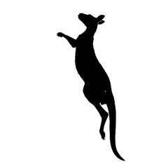 Solid black silhouette of a kangaroo jumping