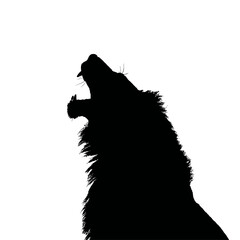 Solid black silhouette of a lion roaring