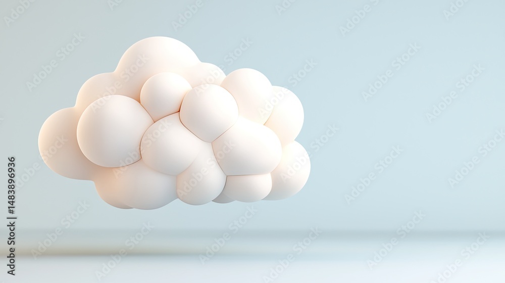 Poster Abstract Cloud Shaped Object Rendered In Three Dimensions