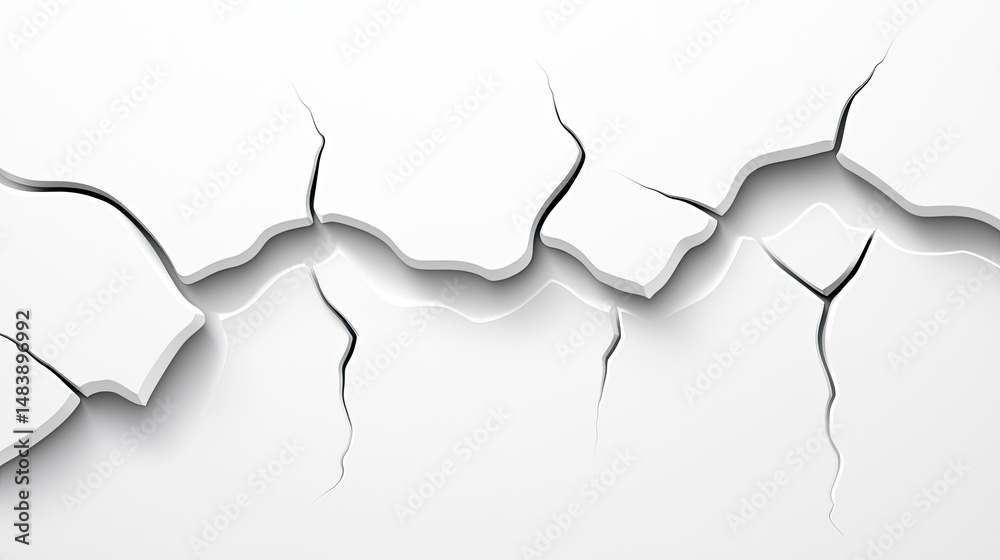 Poster abstract white surface with deep cracks