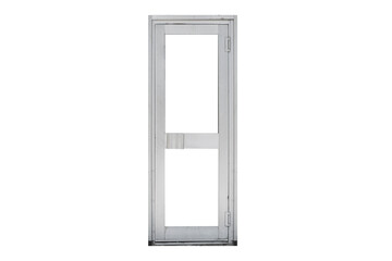 Aluminum framed glass door is isolated.