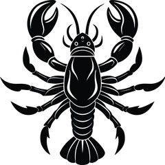 Obraz premium Lobster Silhouette with Claws Open