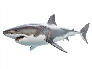 Fototapeta premium Great white shark isolated on white background 
