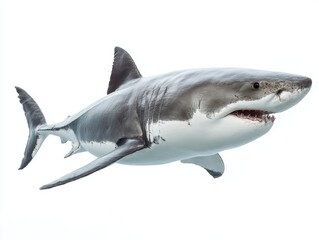 Great white shark isolated on white background	