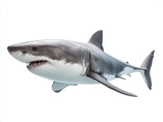 Great white shark isolated on white background	