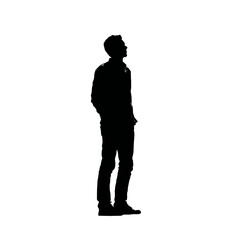 Solid black silhouette of a man standing