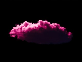 Fototapeta premium Glowing pink cloud in dark empty space 