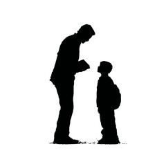 Solid black silhouette of a parent teaching