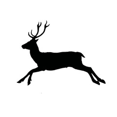 Solid black silhouette of a reindeer running