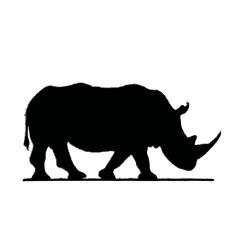 Solid black silhouette of a rhino marking