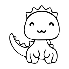 kawaii, cute, cartoon, animal, dinosaur, simple, minimalist, black and white, lineart
