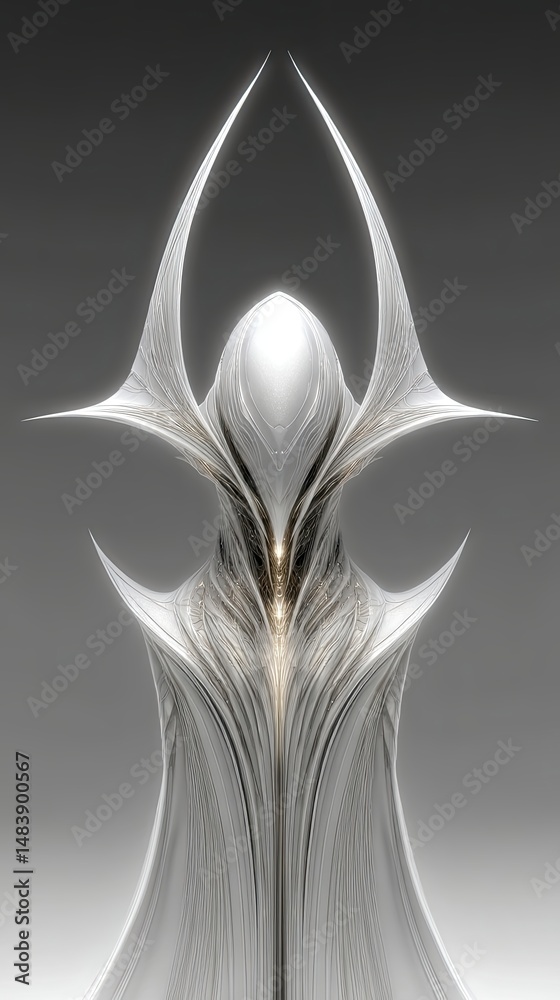 Leinwandbilder Abstract Figure With Flowing Lines and Sharp Details in a Smooth Gradient Background