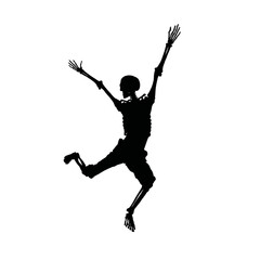 Obraz premium Solid black silhouette of a skeleton dancing