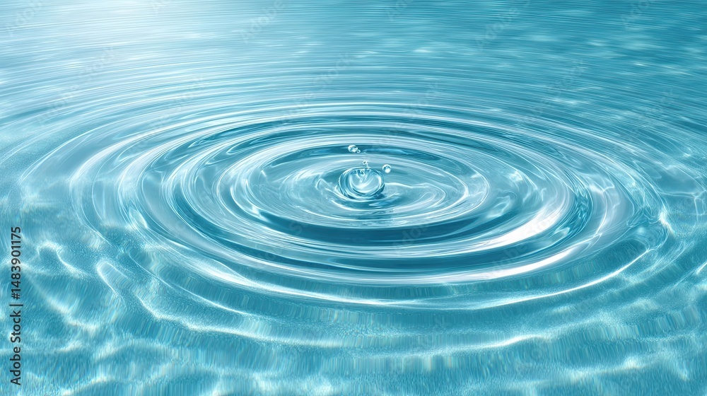 Poster ripples on light blue water surface create soothing patterns under soft light
