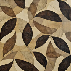 Abstract composition featuring overlapping organic shapes in earthy tones.