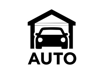 AUTO GARAGE letters negative space logo design with car. creative typography monogram vector