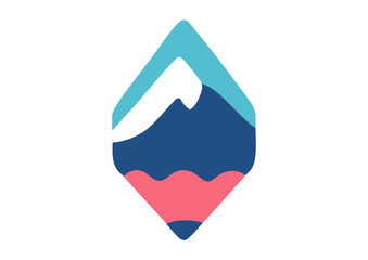 negative space logo design mountain with pencil. creative typography monogram vector