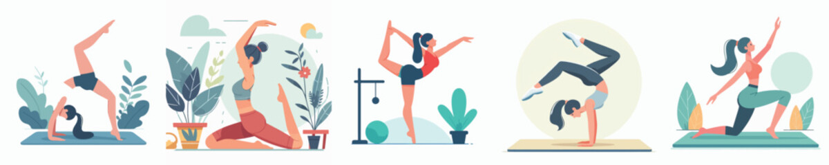 female character vector doing gymnastics