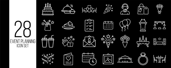 Minimalist Line Icons for Event Planning and Management