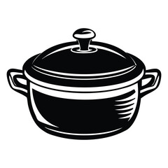 Pot line art vector illustration, Cooking Pot Silhouette Vector, black vector icon