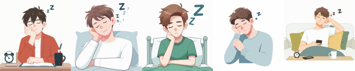 sleepy man character vector