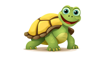 Cute Cartoon Tortoise Vector Illustration for Kid's Books and Educational Materials