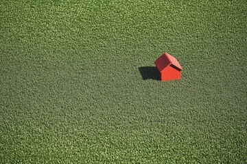 Miniature red house on green grass