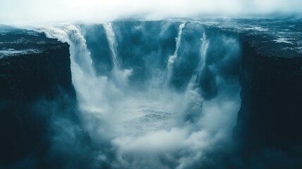 Fototapeta premium Powerful waterfall cascading down dramatic cliffs