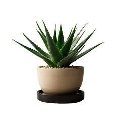Aloe vera plant in a pot isolated on a transparent background