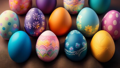 Naklejka premium easter eggs painted in different colors