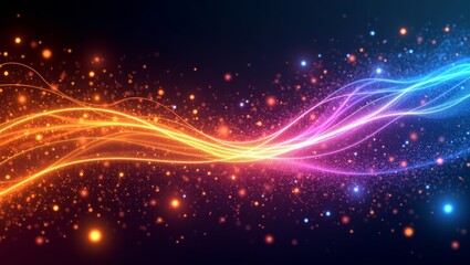 Obraz premium Mesmerizing digital abstract artwork of swirling multicolored light trails on a deep black background