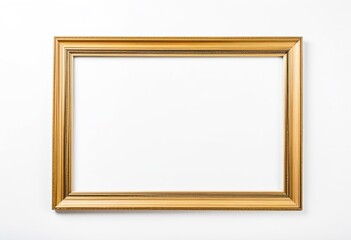 A gold picture frame on a white wall.