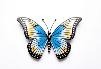 A gold butterfly on a white background.