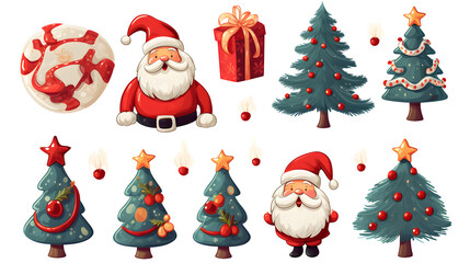 Festive Christmas Cartoon Design Elements Vector Illustration for Holiday Projects