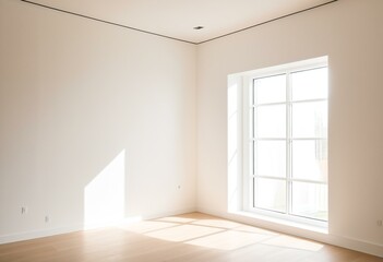 Obraz premium A empty room with a large window in it.