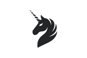 Elegant unicorn head logo design vector template