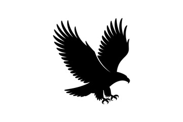 Black silhouette of an eagle flying vector graphic