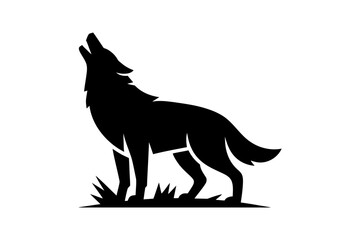 Howling wolf silhouette vector illustration art