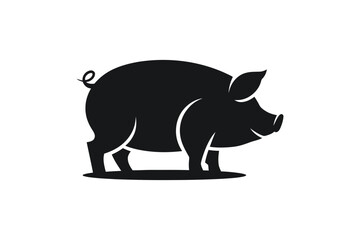 Black silhouette of a pig farm animal illustration
