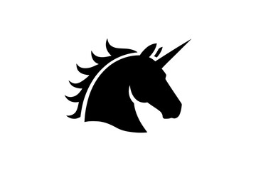 Unicorn head silhouette mystical animal drawing