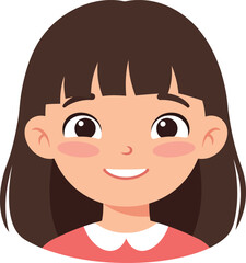 Obraz premium Smiling girl avatar with brown hair and red shirt vector portrait illustration cheerful friendly face 