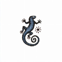 Obraz premium Lizard Reptile Animal Blue Tail Cartoon Illustration Nature Wildlife Cute Character Stylized Fun Decorative Drawing Fauna Amphibian Graphic Design Art Whimsical Critter Scale Ecology