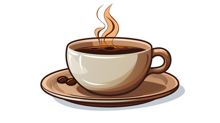 Obraz premium Professional Vector Drawing of Hot Coffee Cup with Steam Isolated on White Background