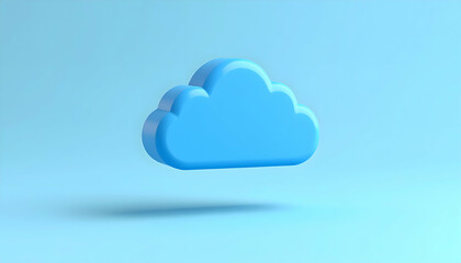 Conceptual cloud data technology visualization in serene sky-blue theme