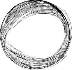 Black ink enso circle, symbolizing zen simplicity art. Vector illustration in sketch style
