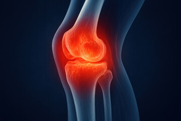 Close-up of a knee joint.