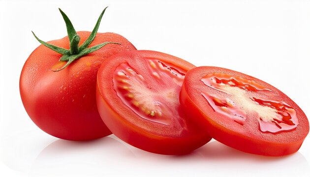 sliced fresh tomato on white background - Powered by Adobe