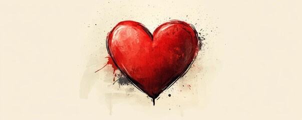 Collection of hand-drawn painted red heart, element for design. Beautiful Grunge heart on PNG free Background. Valentine's day. Beautiful, cool Splash Love illustration